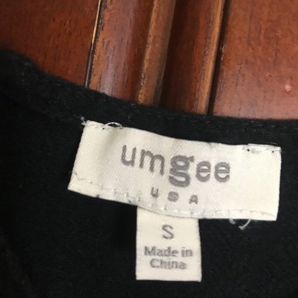 Umgee Black Dress High Low Fringe Hem Swing Short Sleeve Small - Picture 3 of 6